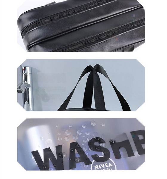 2Pcs Dual Layer Transparent Pu Cosmetic Pouch Wet And Dry Separation Large Size(31*15*20Cm) Milk Apricot White Makeup Bags & Cases