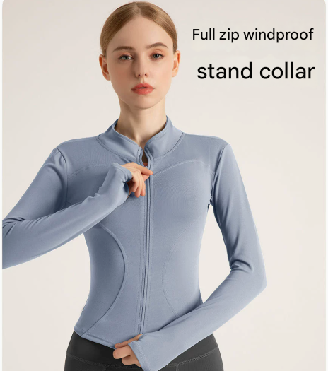 Xl Blue High Stretch Slim Fit Yoga Jacket Full Zip Workout Sports For Women Coats Jackets & Vests