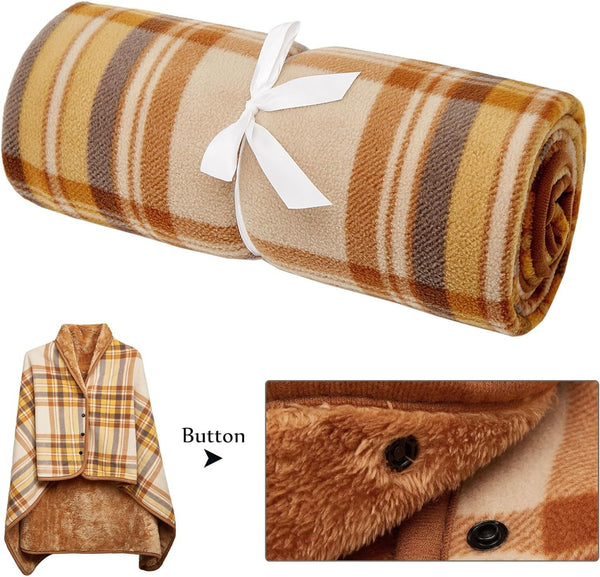 Brown Rasa 100X140cm Wearable Fleece Blanket Soft Warm & Anti Pilling Stylish Plaid Design Blankets