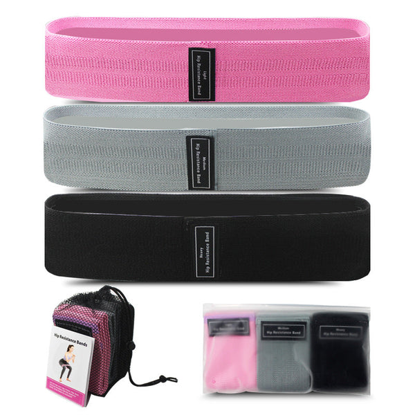 Pink Grey Black Fabric Resistance Bands Set 3 Levels Non Slip Hip For Strength Training Resistance Trainers