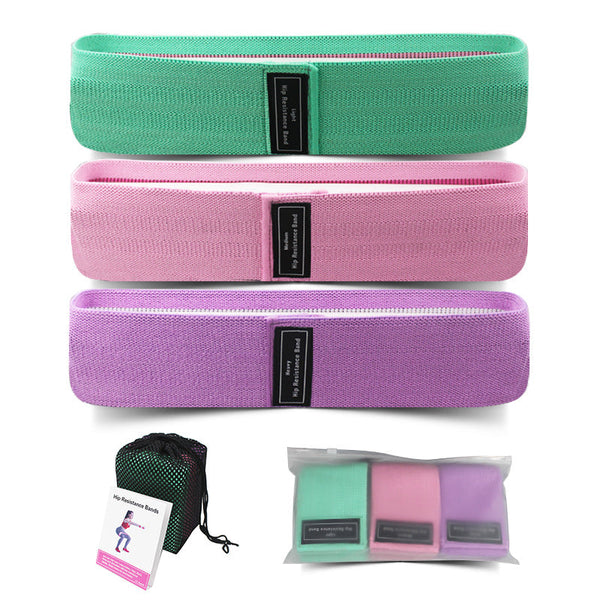 Green Pink Purple Fabric Resistance Bands Set 3 Levels Non Slip Hip For Strength Training Resistance Trainers