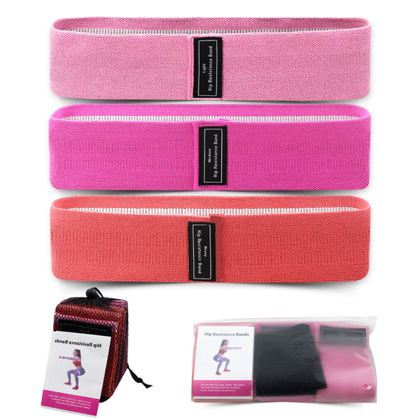 Red Colour Scheme Fabric Resistance Bands Set 3 Levels Non Slip Hip For Strength Training Resistance Trainers