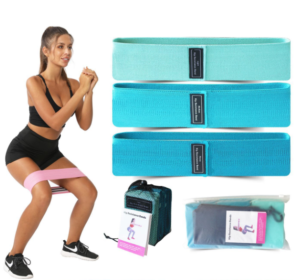 Blue Colour Scheme Fabric Resistance Bands Set 3 Levels Non Slip Hip For Strength Training Resistance Trainers