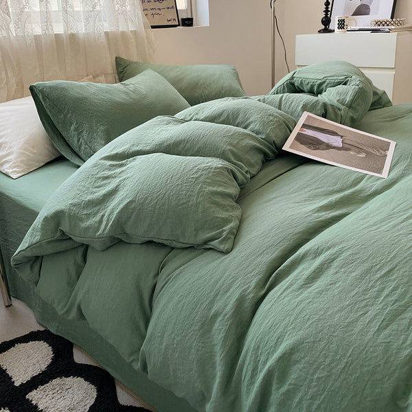 Green Blue Solid Color Solid Color Solid Color 1.5M Bed Fitted Sheet Set With 200X230cm Duvet Cover 4 Piece Bedding Set Sheets