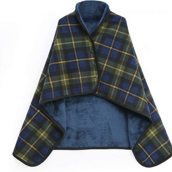Green Blue Rasa 100X140cm Wearable Fleece Blanket Soft Warm & Anti Pilling Stylish Plaid Design Blankets