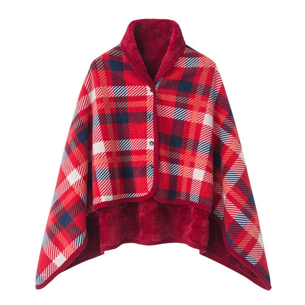Red Rasa 100X140cm Wearable Fleece Blanket Soft Warm & Anti Pilling Stylish Plaid Design Blankets