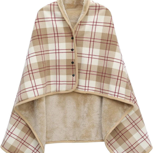 Light Brown 100X140cm Wearable Fleece Blanket Soft Warm & Anti Pilling Stylish Plaid Design Blankets