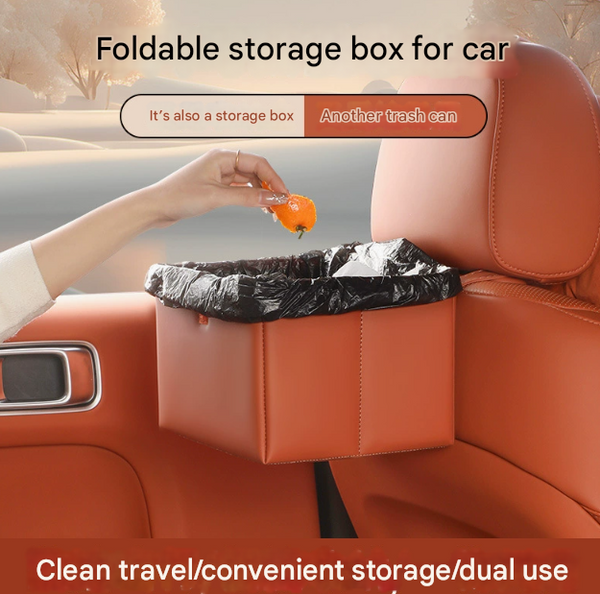 Black Foldable Car Trash Bin And Storage Box 23X17x15cm, Space Saving, Convenient Design Other Car Interior