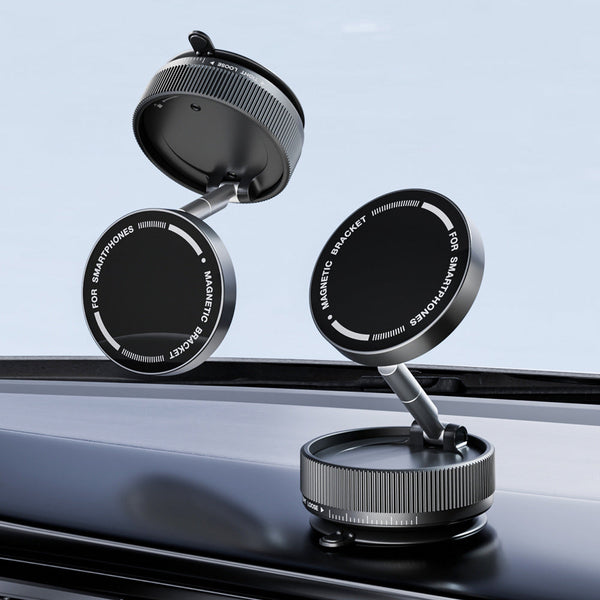 Black Magnetic Car Phone Mount 66X66x34mm With Adjustable Bracket For Easy Smartphone Access Mounts & Holders