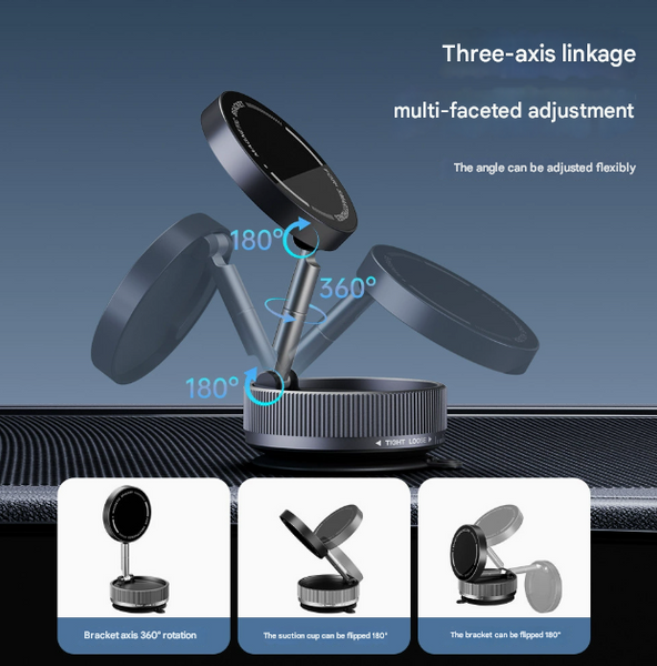 Black Magnetic Car Phone Mount 66X66x34mm With Adjustable Bracket For Easy Smartphone Access Mounts & Holders