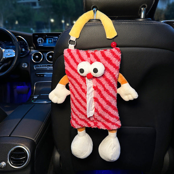 Elosung 2 Pcs Red Cute Plush Tissue Box Holder With Fun Character Design For Car And Home Tissue Box Covers