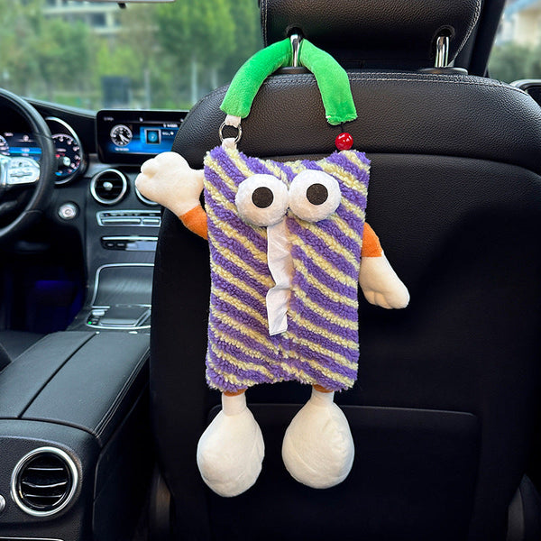 Elosung 2 Pcs Purple Cute Plush Tissue Box Holder With Fun Character Design For Car And Home Tissue Box Covers