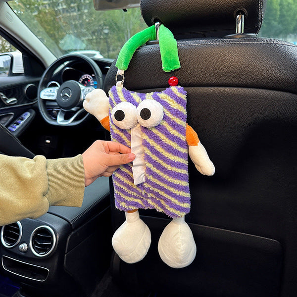 Elosung 2 Pcs Purple Cute Plush Tissue Box Holder With Fun Character Design For Car And Home Tissue Box Covers