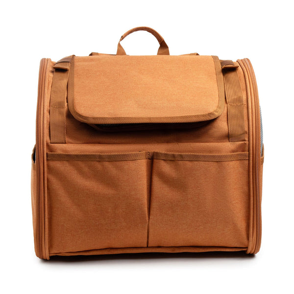 Brown Pet Carrier Backpack Comfortable Stylish For Cats Small Dogs Pet Transport