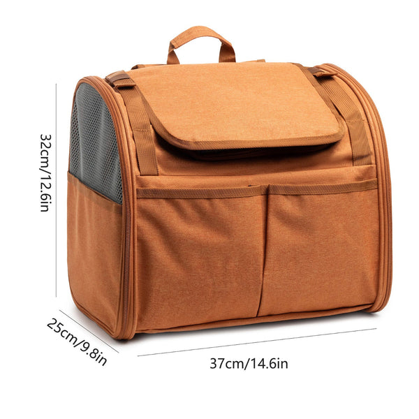 Brown Pet Carrier Backpack Comfortable Stylish For Cats Small Dogs Pet Transport