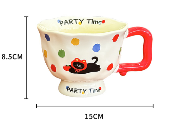 Polka Pet Kitten Cute Ceramic Mug For Women 370Ml Coffee Tea Cup Use Mugs