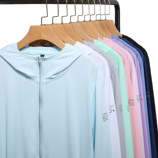 Pink Long Sleeve Uv Protection Summer Breathable Knitted Ice Silk Outdoor Sun Clothing Unisex Thin Sunscreen Shirt Hoodies & Sweatshirts