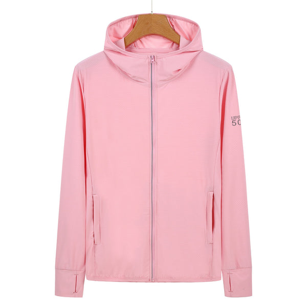 Pink Long Sleeve Uv Protection Summer Breathable Knitted Ice Silk Outdoor Sun Clothing Unisex Thin Sunscreen Shirt Hoodies & Sweatshirts