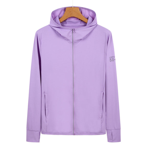 Purple Long Sleeve Uv Protection Summer Breathable Knitted Ice Silk Outdoor Sun Clothing Unisex Thin Sunscreen Shirt Hoodies & Sweatshirts