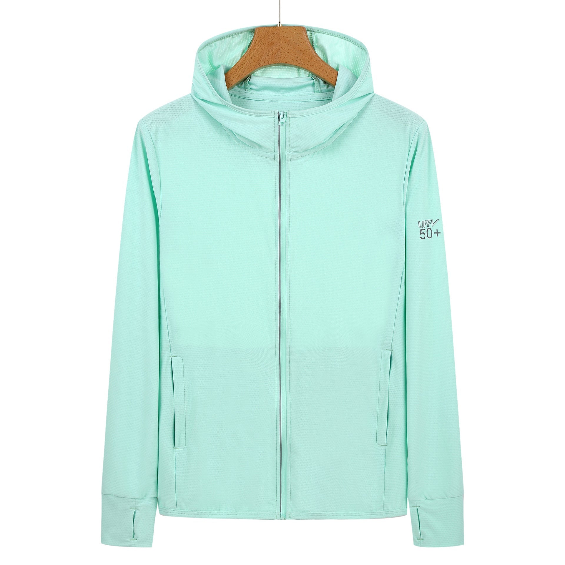 Green Long Sleeve Uv Protection Summer Breathable Knitted Ice Silk Outdoor Sun Clothing Unisex Thin Sunscreen Shirt Hoodies & Sweatshirts