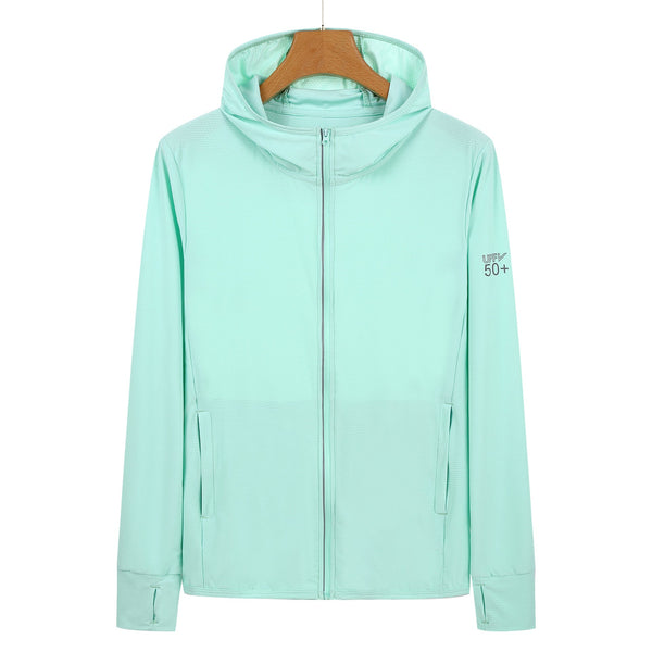 Green Long Sleeve Uv Protection Summer Breathable Knitted Ice Silk Outdoor Sun Clothing Unisex Thin Sunscreen Shirt Hoodies & Sweatshirts