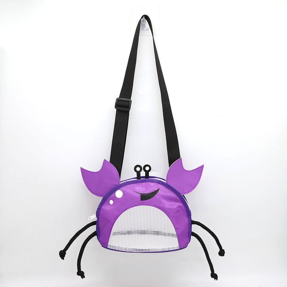3 Pcs Purple Cute Crab Mesh Beach Bag For Kids Shell Collecting Sand Toy Backpacks & Bags