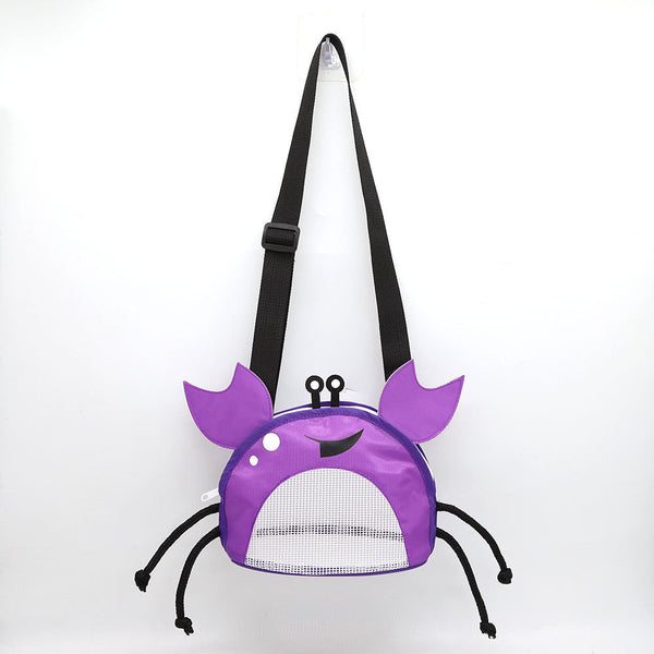 3 Pcs Purple Cute Crab Mesh Beach Bag For Kids Shell Collecting Sand Toy Backpacks & Bags