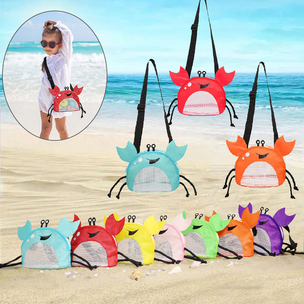 3 Pcs Purple Cute Crab Mesh Beach Bag For Kids Shell Collecting Sand Toy Backpacks & Bags
