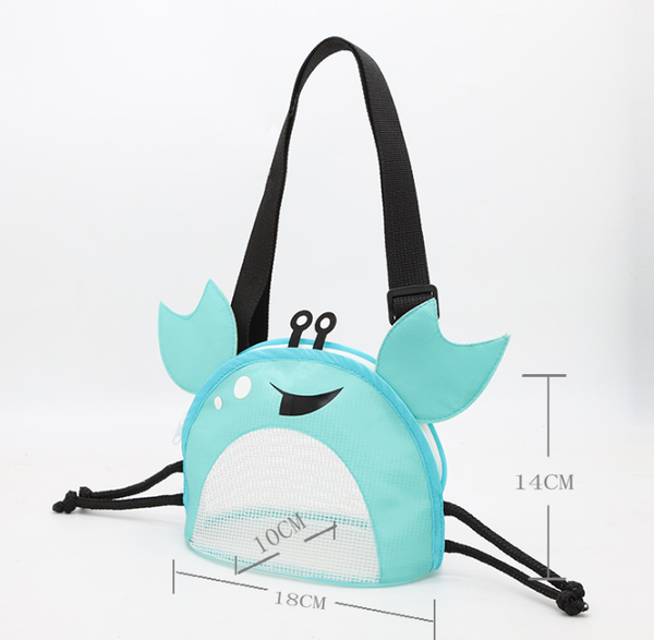 3 Pcs Purple Cute Crab Mesh Beach Bag For Kids Shell Collecting Sand Toy Backpacks & Bags