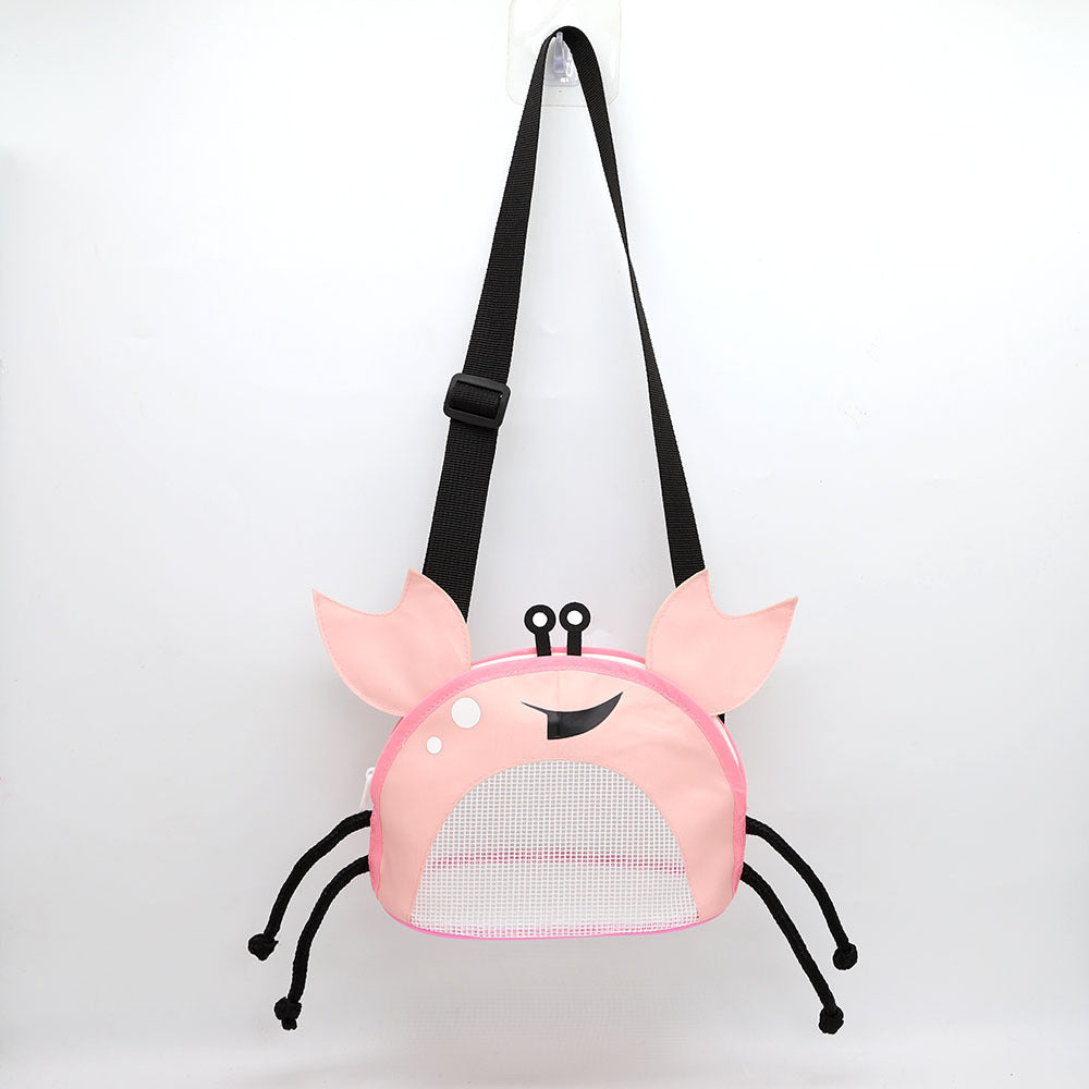 3 Pcs Pink Cute Crab Mesh Beach Bag For Kids Shell Collecting Sand Toy Backpacks & Bags