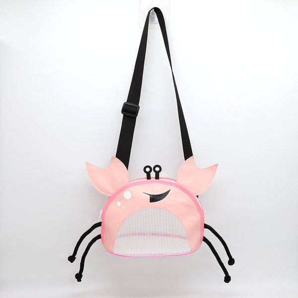 3 Pcs Pink Cute Crab Mesh Beach Bag For Kids Shell Collecting Sand Toy Backpacks & Bags