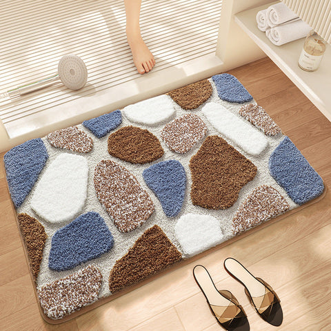 Blue Stone Bath Mat Super Absorbent Non Slip Bathroom Floor 40X60cm Bath Mats Rugs & Toilet Covers