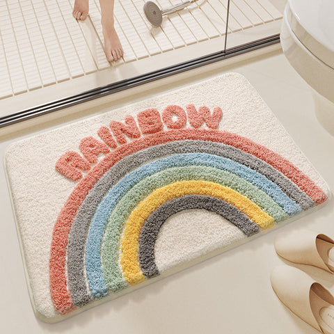 Rainbow Bath Mat Super Absorbent Non Slip Bathroom Floor 50X80cm Bath Mats Rugs & Toilet Covers