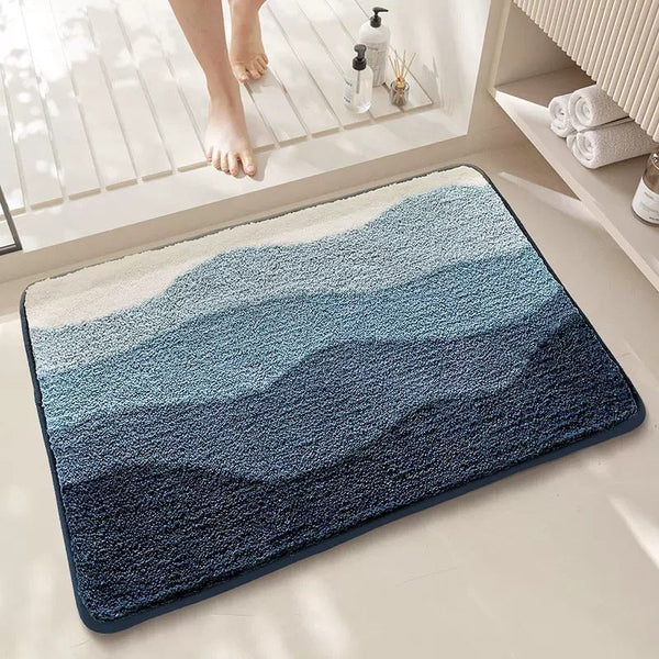 Blue Bath Mat Super Absorbent Non Slip Bathroom Floor 50X80cm Bath Mats Rugs & Toilet Covers