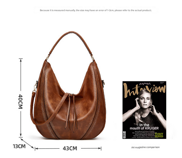 Elosung Brown Distressed Faux Leather Hobo Bag Large Capacity Shoulder For Women Women's Bags & Handbags