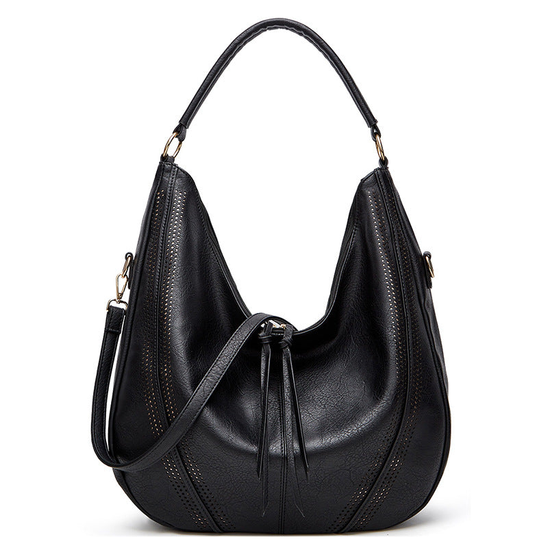 Elosung Black Faux Leather Hobo Bag Set Large Capacity Shoulder For Women Women's Bags & Handbags