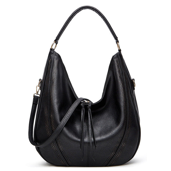 Elosung Black Faux Leather Hobo Bag Set Large Capacity Shoulder For Women Women's Bags & Handbags