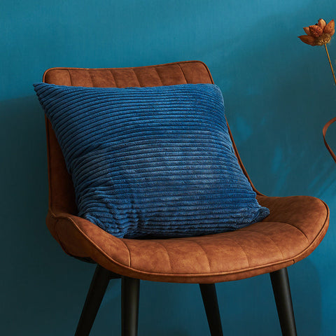 Elosung Set Of 4 Denim Blue Corduroy Pillow Covers Solid Color Minimalist Throw Cushion 45X45cm Cushion Covers