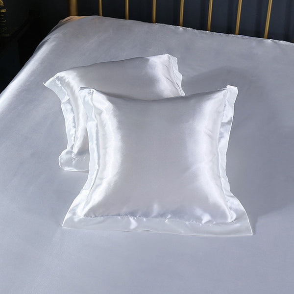 Elosung White Faux Silk Pillow Covers Cooling Ice Satin Cushion 45X45cm Cushion Covers