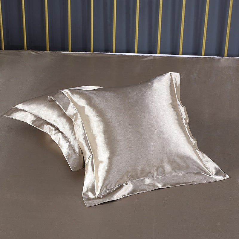 Elosung 2 X Champagne Gold Faux Silk Pillow Covers 45X45cm Cushion Covers