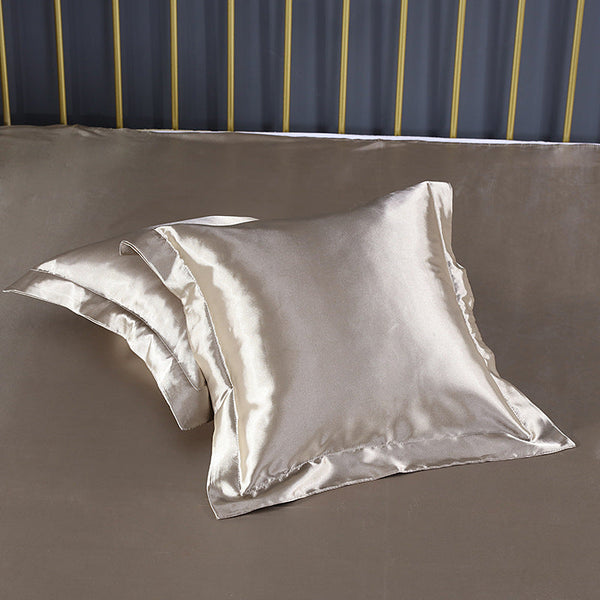 Elosung 2 X Champagne Gold Faux Silk Pillow Covers 45X45cm Cushion Covers