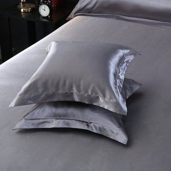 Elosung Silver Faux Silk Satin Pillow Covers Cooling 45X45cm Set Of 2 Cushion Covers