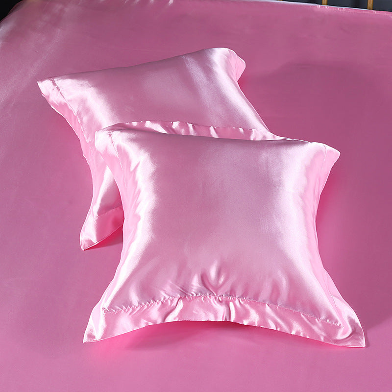 Elosung 2 Pcs Faux Silk Pillow Covers Cooling Ice Satin Cushion Pink 45X45cm Cushion Covers