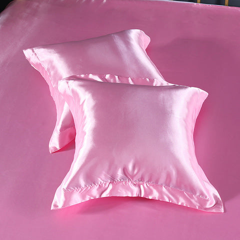 Elosung 2 Pcs Faux Silk Pillow Covers Cooling Ice Satin Cushion Pink 45X45cm Cushion Covers