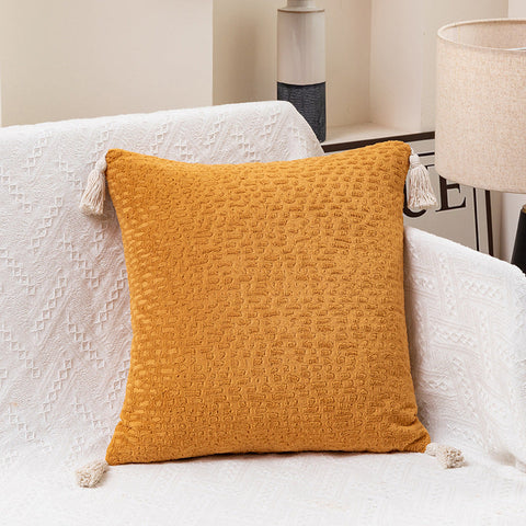 Yellow Pillow Covers Tassel Accent Cushion 45X45cm (Set Of 2) Cushion Covers