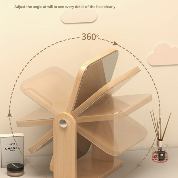 Square Rotating Mirror Tabletop Makeup Large Swivel Vanity For Desk Makeup Mirrors