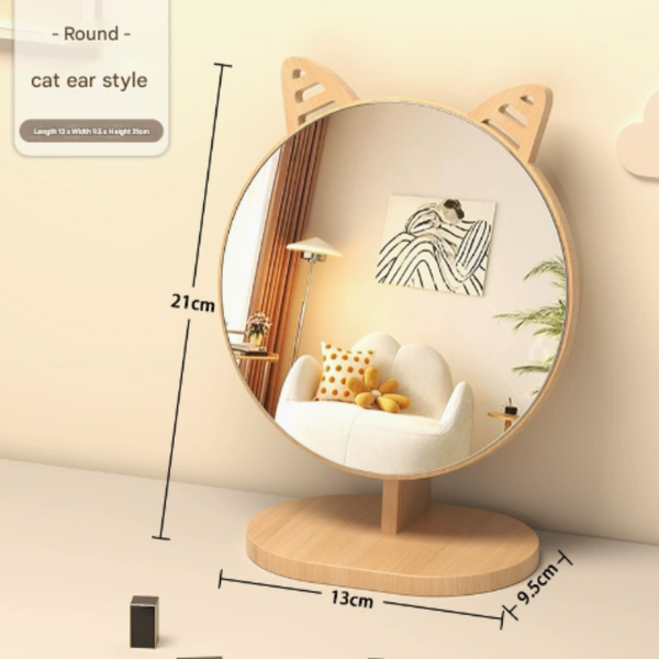 Cartoon Cat Ear Mirror Tabletop Makeup Large Swivel Vanity For Desk Makeup Mirrors
