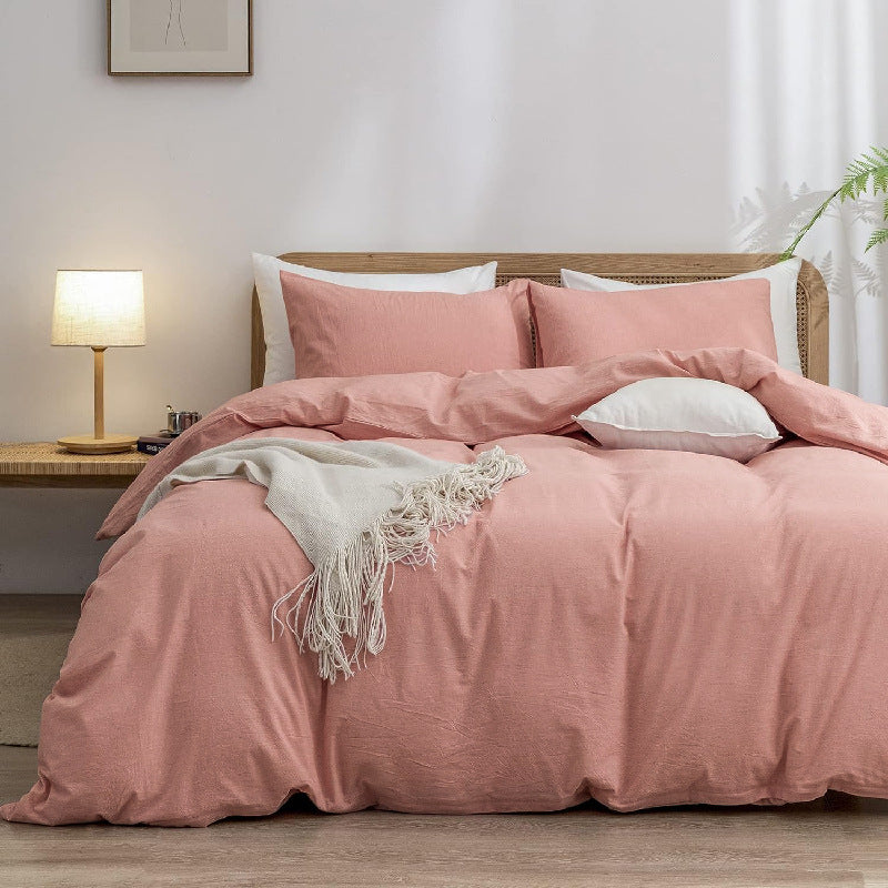 Elosung 1.8M Duvet Cover 180*220Cm Luxurious Soft Brushed Microfiber 4 Piece Bedding Set Double Pink Quilt Covers