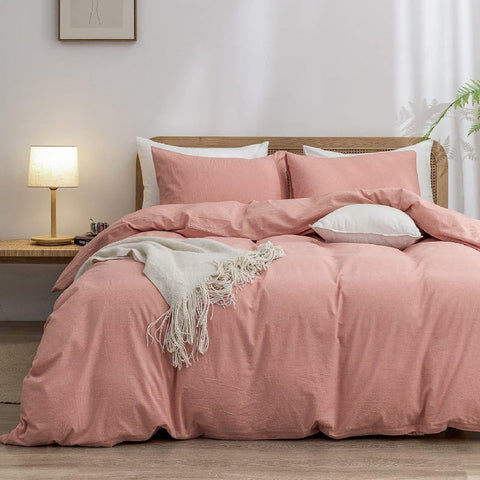 Elosung 1.8M Duvet Cover 180*220Cm Luxurious Soft Brushed Microfiber 4 Piece Bedding Set Double Pink Quilt Covers