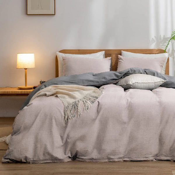 Elosung Silver Grey 1.8M Duvet Cover 180*220Cm Luxurious Soft Brushed Microfiber 4 Piece Bedding Pure Color Double With Fitted Sheet Quilt Covers
